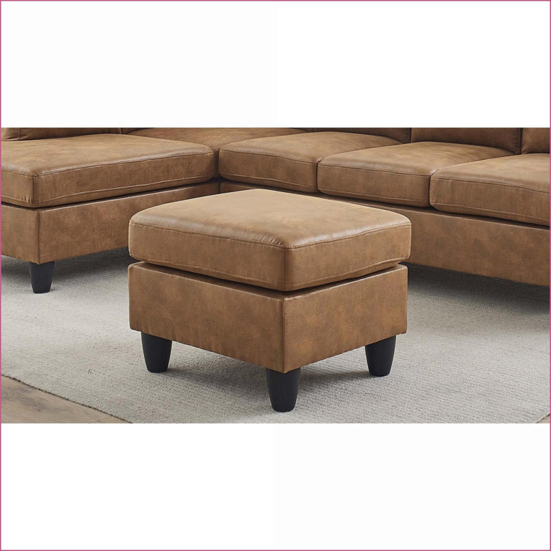 Repose-pieds, coussin décoratif moderne en similicuir | Noir | Pieds en plastique
