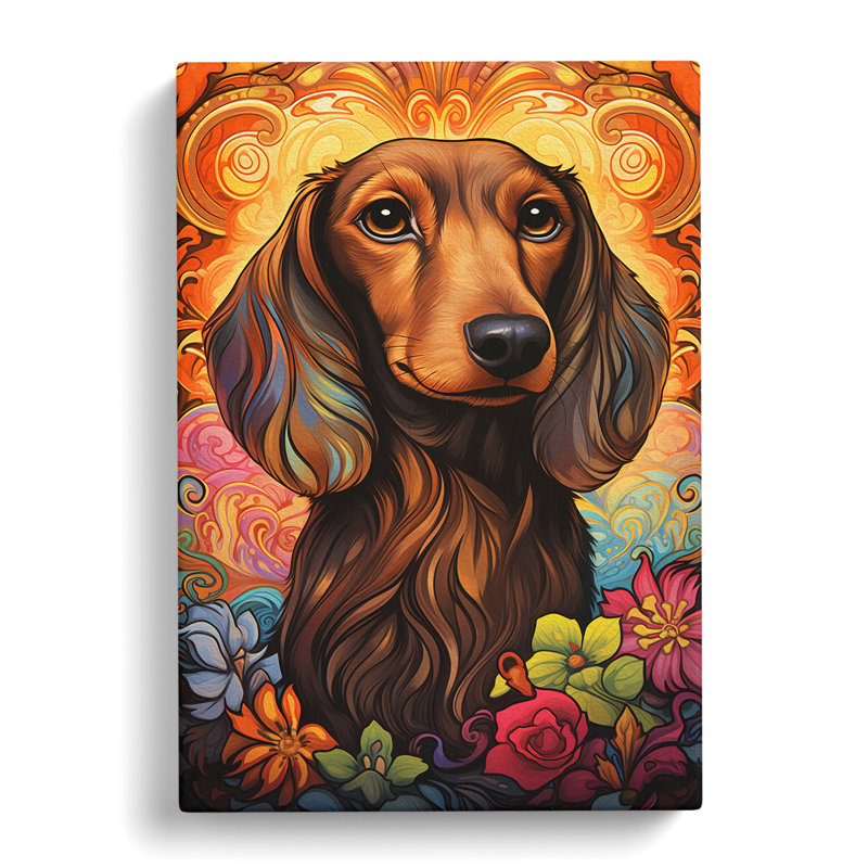 Dachshund Nouveau - No Frame Print, 76cm H x 50cm W x 3cm D
