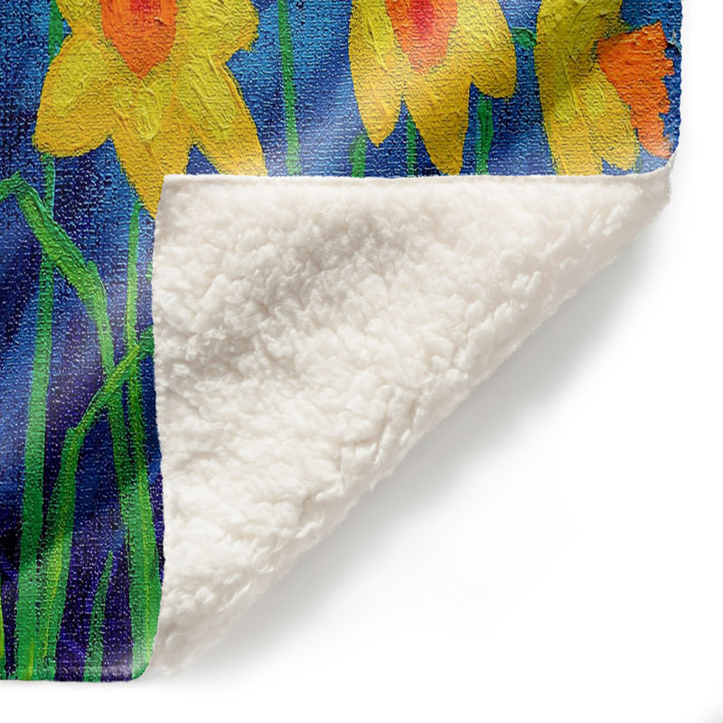 Couverture sherpa douce moonlit daffodils, l 51 po x L 60 po