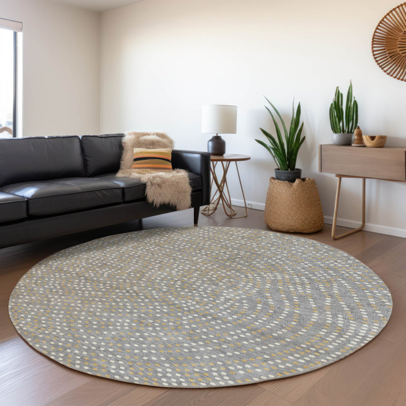  Machine Washable Indoor/Outdoor Chayden ACN1021 Taupe Rug, Round 8'