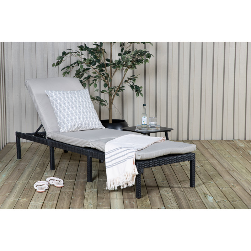 Dosa 198cm Long Reclining Single Chaise with Cushions, Black