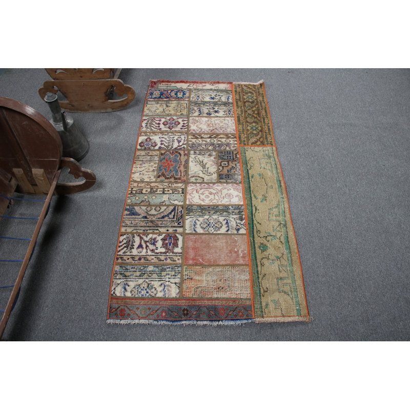 Petit tapis turc beige tissé à la main, idéal pour la décoration de la chambre à coucher ou du vestibule