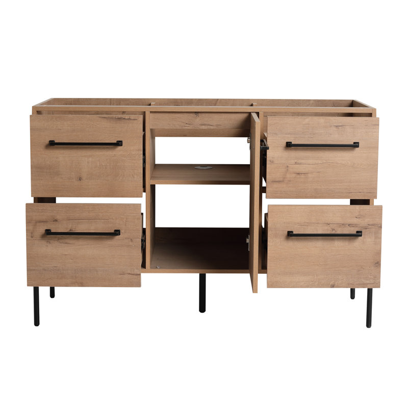 Base de meuble-lavabo autoportant 48 po avec 4 tiroirs, 1 porte et 1 tablette réglable