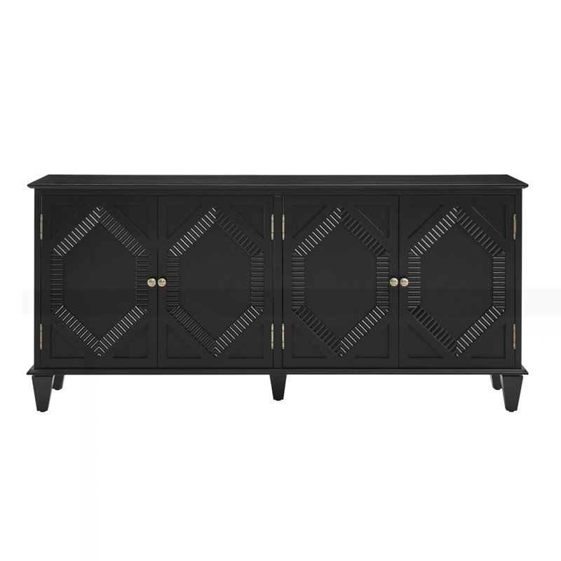 65.2" Mid Century Modern Sideboard Buffet Cabinet with Storage, Black