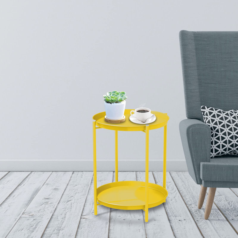 Caira Round Outdoor Side Table, Yellow