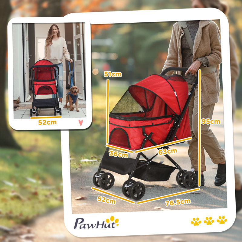 Foldable Pet Stroller, Red