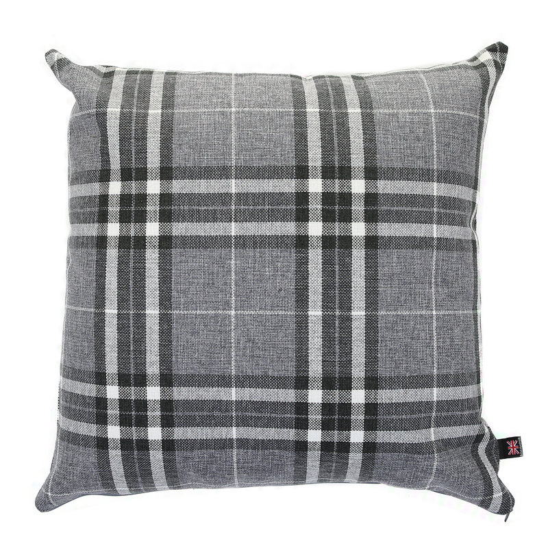 Chagnon Plaid Square Throw Cushion, Light Grey, Small