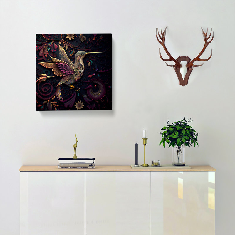 Hummingbird Paisley - No Frame Print, 35cm H x 35cm W x 3cm D