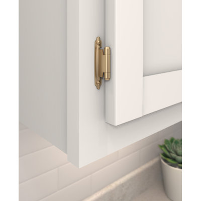Variable Overlay Self Closing Face Mount Champagne Bronze Cabinet Hinge - 1 Pair