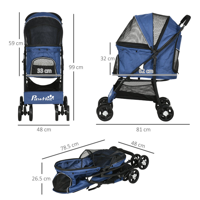 Foldable Pet Stroller, Blue