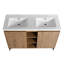 Meuble-lavabo autoportant de 48 po avec lavabo double - Design moderne, porte, beaucoup de rangement, lavabos en résine, finition imitation chêne, charnière contemporaine en contreplaqué robuste, grand bassin, chêne, matériau