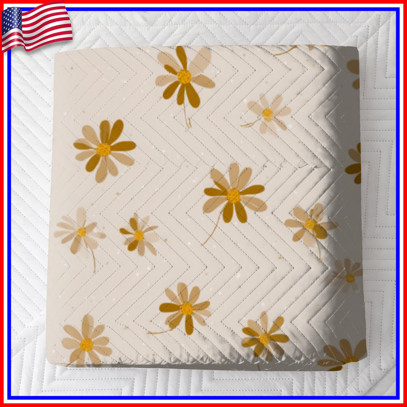Couvre-lit matelassé à motif floral beige toutes tailles, Double