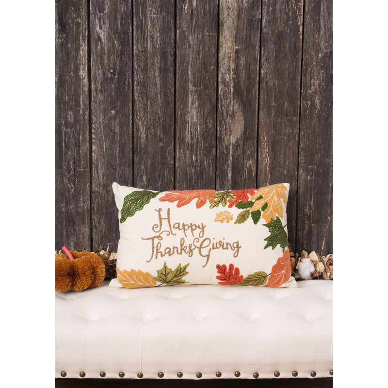 Happy Thanksgiving Leaves Throw Pillow