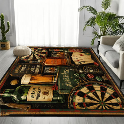 Tapis lavable à motif de bar, surface en velours, doux et antidérapant, décoration intérieure moderne pour salon, chambre, entrée, bureau, balcon, appartement