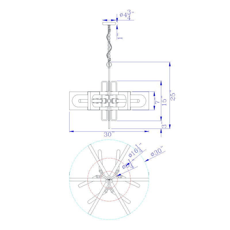 6 - Light Geometric Chandelier