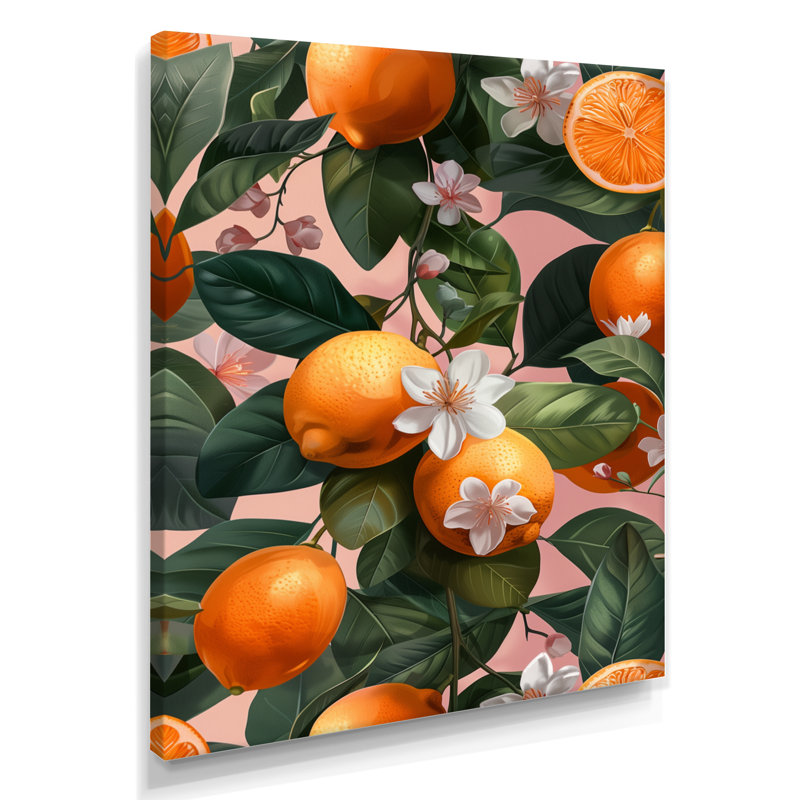 «Orange Green Orange Trees I», reproduction d'art murale, Toile tendue, H 32 po x l 16 po x P 1 po
