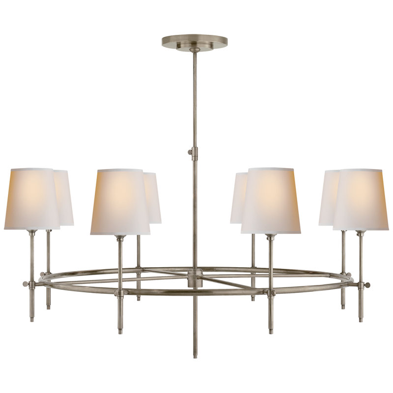 Thomas O'Brien Bryant Large Ring Chandelier, Antique Nickel, Fabric