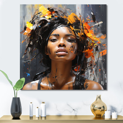 Feuilles d'automne, portrait de femme - art mural afro-américain