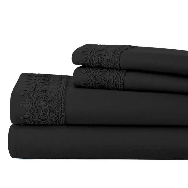 Ensemble de draps en microfibre Jaquil, Très grand, Noir
