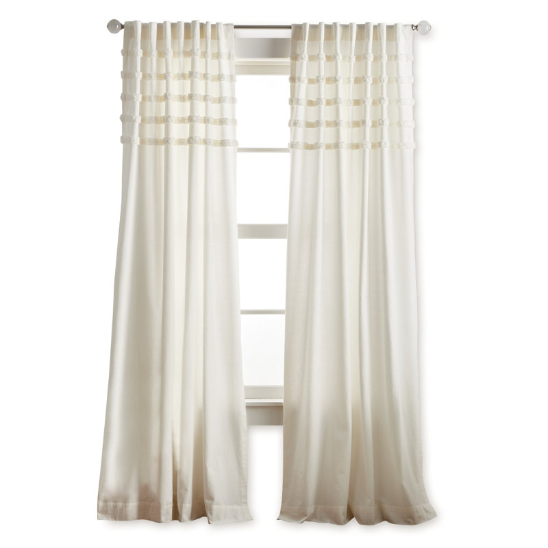 Martha Stewart Water's Edge WHITE 50 X 84 Curtain Panel Pair