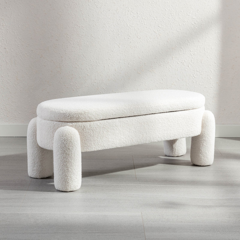 Banc de rangement Lolanda, Polyester blanc