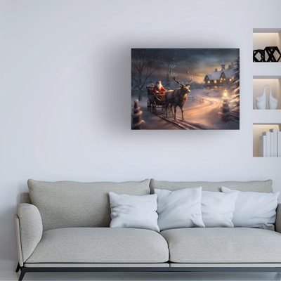 Art mural sur toile tendue - art mural Imagine It Images «North Pole Sleigh Ride» pour le salon, la chambre à coucher ou le bureau - 24 x 32