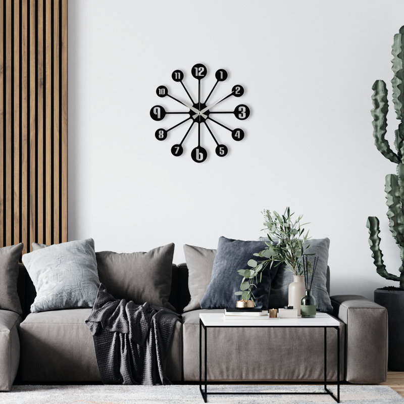 Horloge murale élégante en métal 18,9 po x 18,9 po | Fabrication 100% métal, épaisseur: 0,05 pouce | Nécessite 1 pile AA (non incluse) | Parfait pour les décors modernes et les espaces de vie