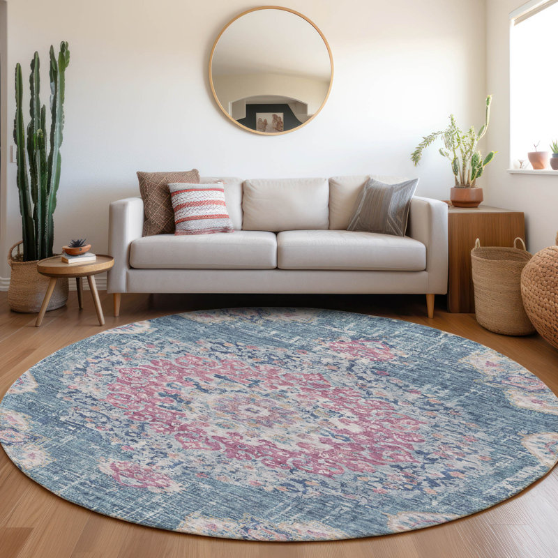Tapis intérieur / extérieur bleu Ornella , 8 pi x 8 pi