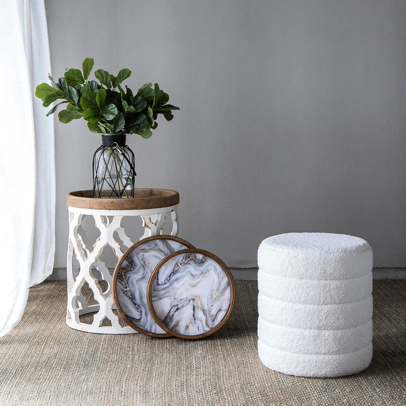 Art French Country Home Decor - 5 articles: plante artificielle, vase, plateaux, tabouret, table d'appoint contemporaine avec tabouret et inclus