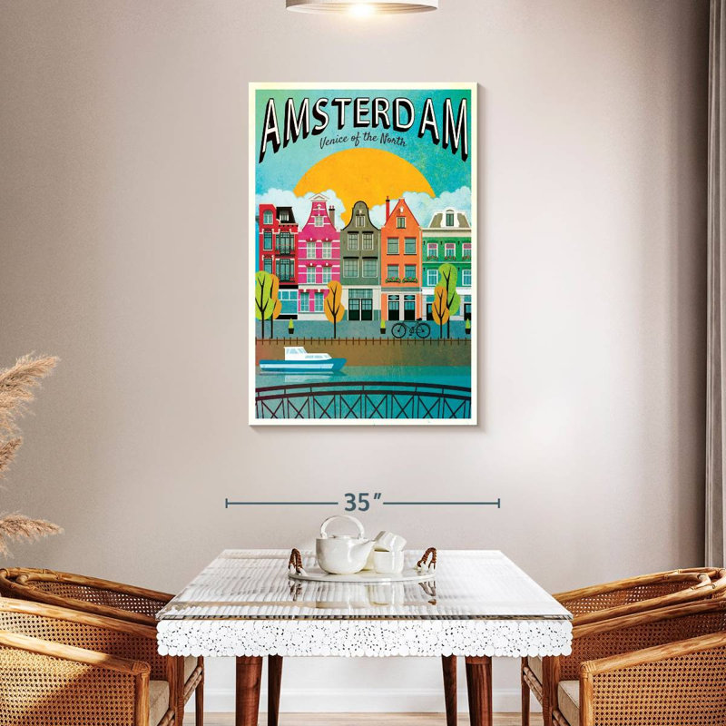 Affiche rétro de Amsterdam, H 45 po x l 30 po