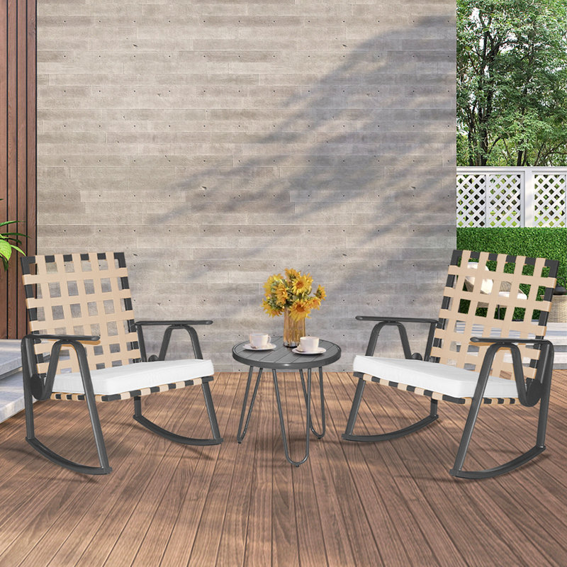 Ensemble de bistro d'extérieur avec coussins 3 pièces