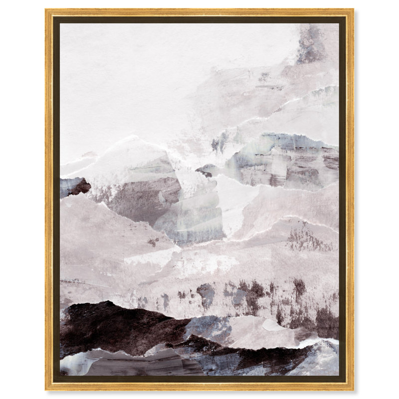 Art abstrait noir sur blanc Aspen In Winter par Dakota Fields, H 21 po x l 17 po, Cadre doré