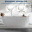  Baignoire autoportante de 67 pouces, baignoire autoportante en acrylique, conception à texture de diamant, baignoire autonome avec trop-plein et drain chromés