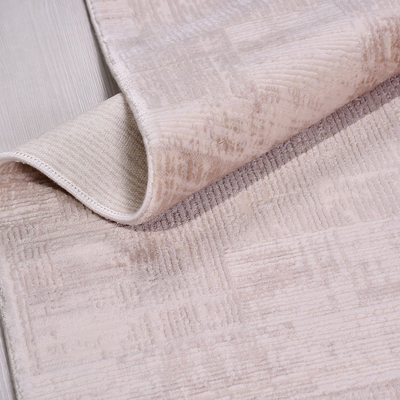 Tapis moderne / abstrait crème lavable à la machine antidérapant, Rectangle de 2 pi 7 po x 5 pi