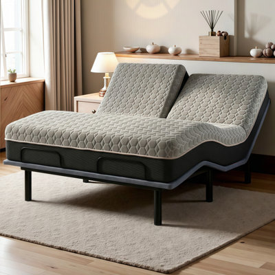 Matelas hybride rafraîchissant LUMERIS de 12 pouces avec mousse infusée de cuivre et conception à plateau divisé - Taille grand / très grand | Certifié CertiPUR-US