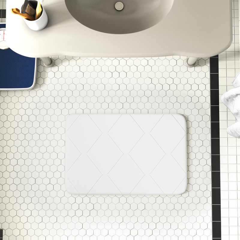 Tapis pour salle de bain antidérapant Isak, Blanc