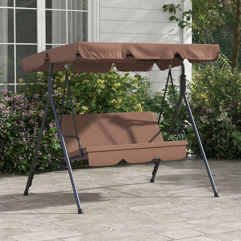 Burgel Porch Swing with Canopy, Black, 153cm H x 172cm W x 110cm D, Brown