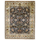 Hand Knotted Wool Area Rug in Black And Gold