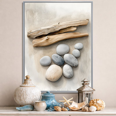 Pebble Beach Canvas, Driftwood Wall Art, Saguera