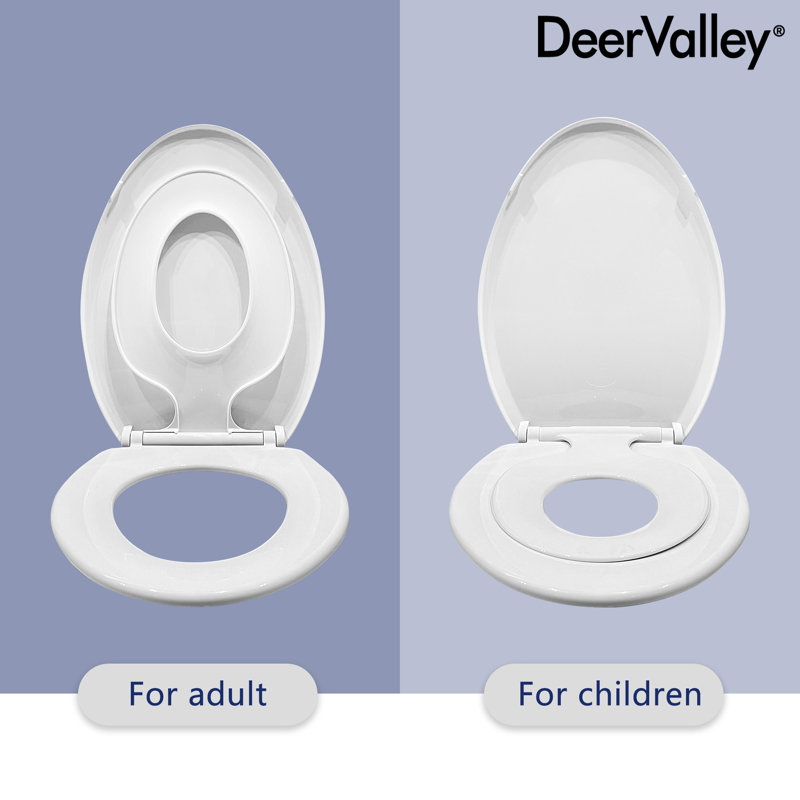 Elongated White Ceramic Dual Flush Macerating Toilet with Potty Training Seat