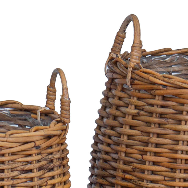  Planter Basket With Storage 2 Pcs Lacak Rattan Decorative Containers, Brown