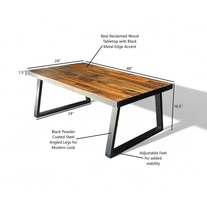 The Urban Craftsman Coffee Table, 16.5" H x 48" L x 48" W