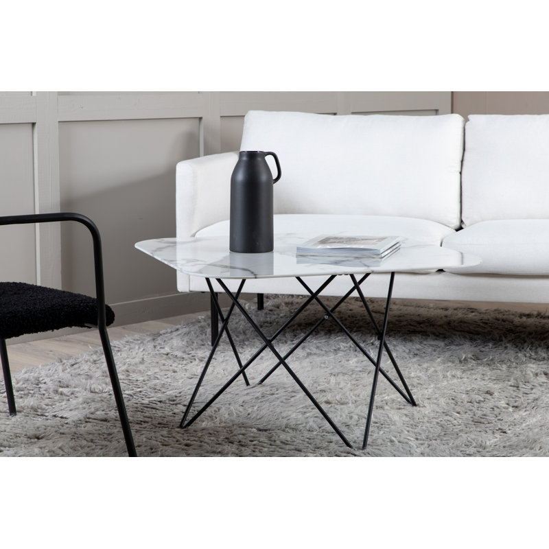 Lancaer 80cm Glass Top Console Table, White, Black