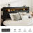 King Size Solid Wood Platform Bed,Bed Frame With Storage LED Light Headboard And 2 USB,Dark Black-950207892-960076072
