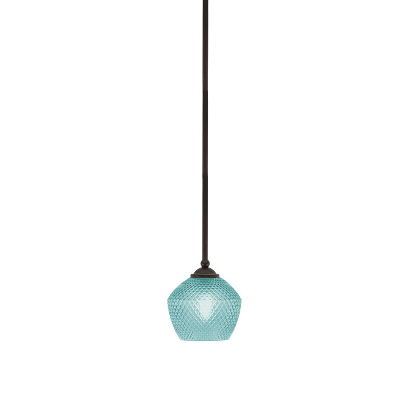 Mini-luminaire suspendu suspendu Zilo en verre turquoise 6 po Zilo, Bronze, Bleu