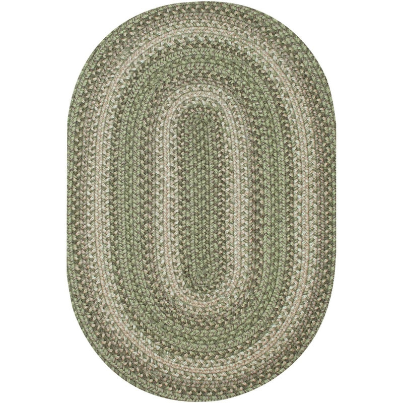 Damal Braided Jute Non-Shedding Sage Green Rug, Oval 2'3" x 3'9"
