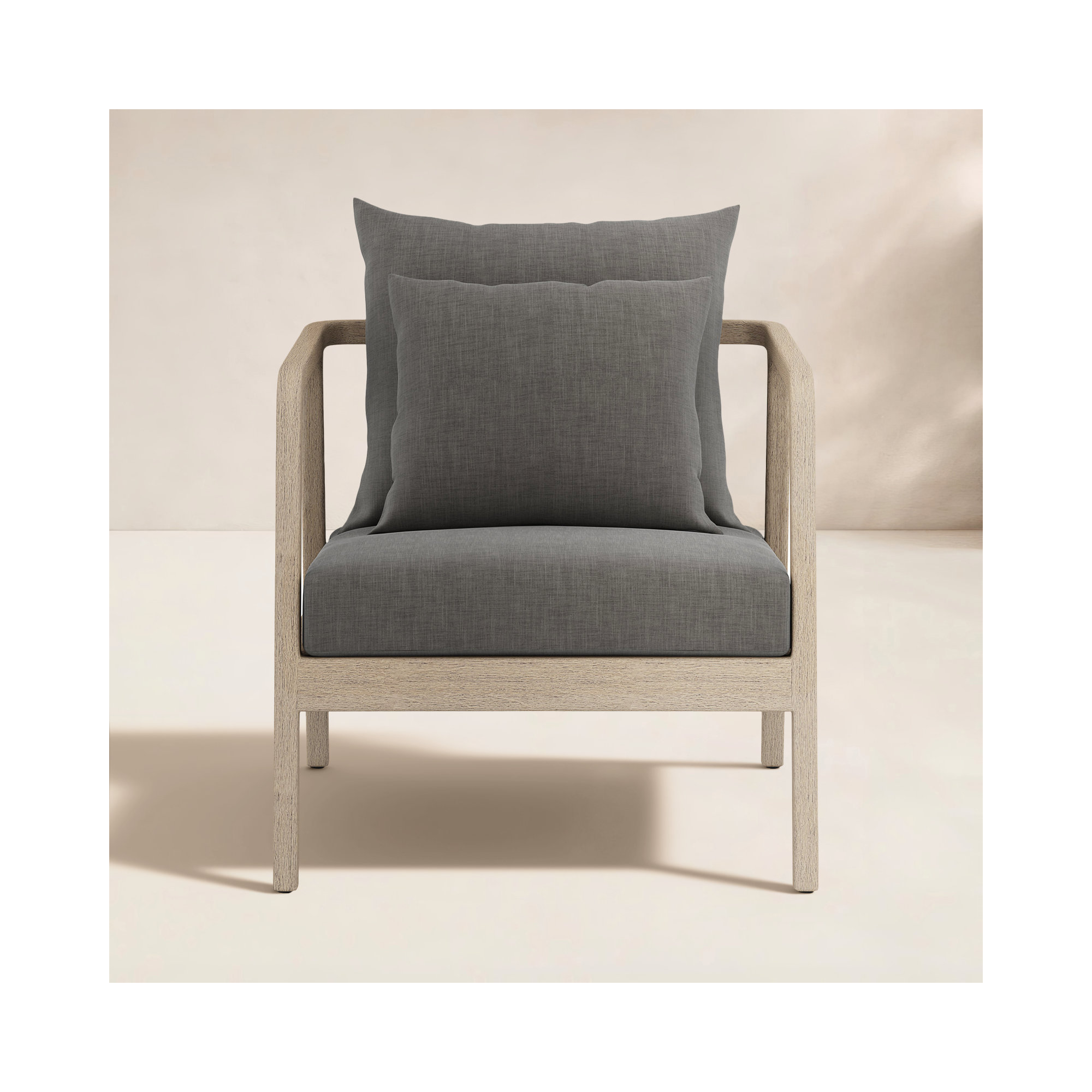Layne Teak Outdoor Lounge Chair, Charcoal, Brown