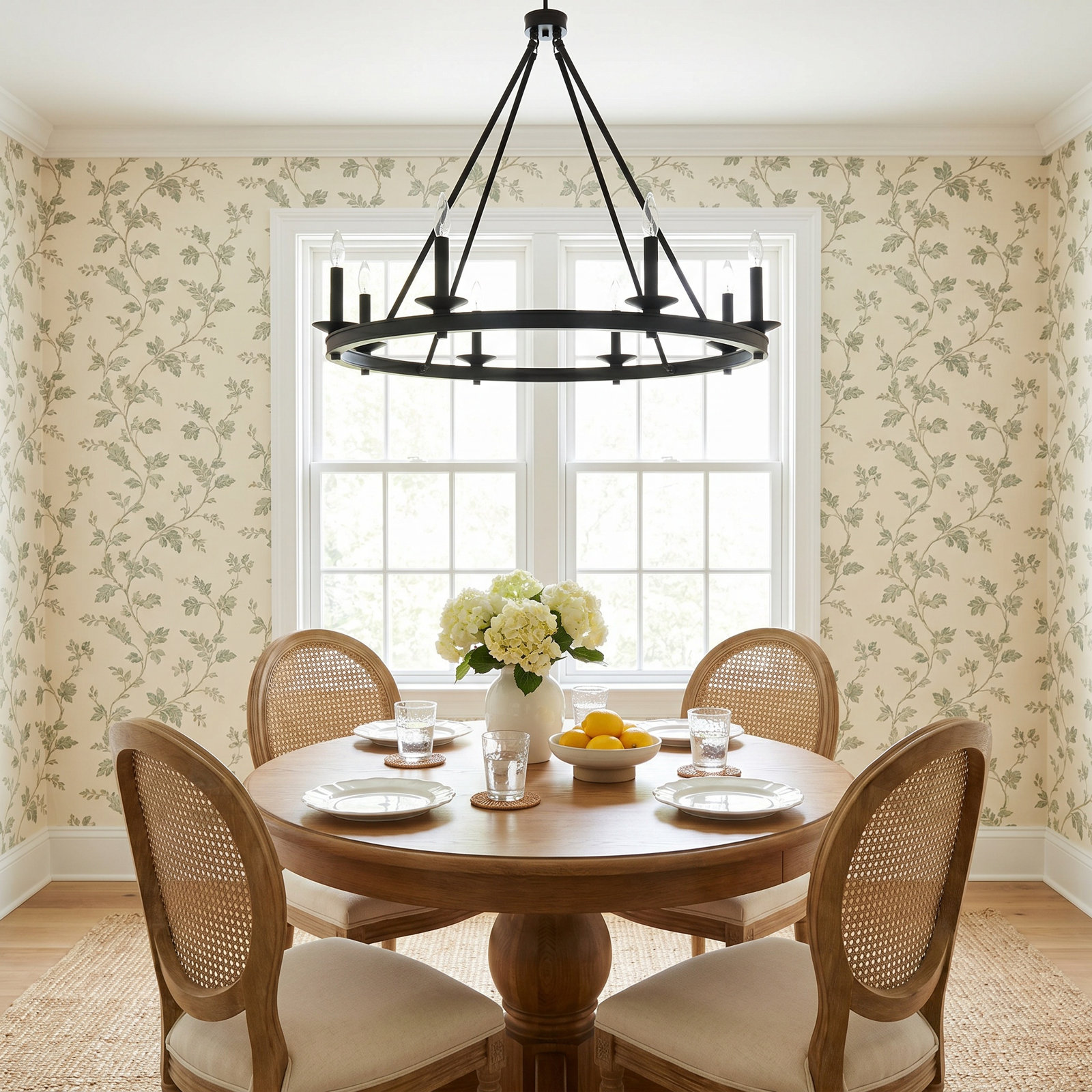 8 - Light Dimmable Chandelier, Classic Bronze, 25" H x 33" W x 33" D, 8