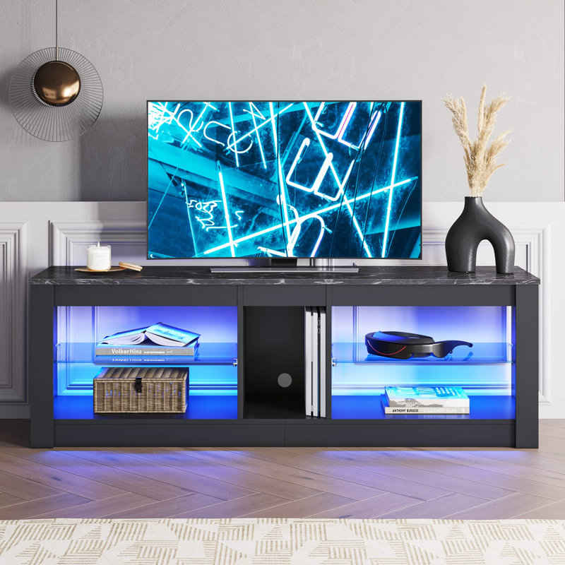 Brandenburg TV Stand for TVs up to 55", Black Marble