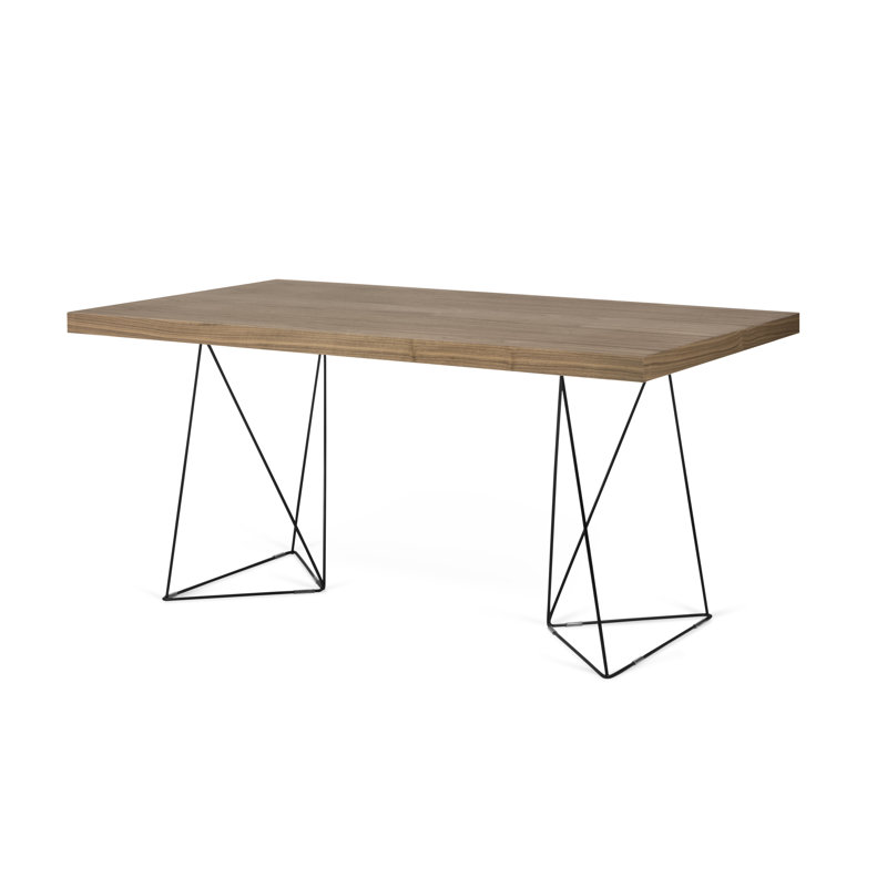 Frethi Metal Base Dining Table, Walnut, 30" H x 71" L x 35" W